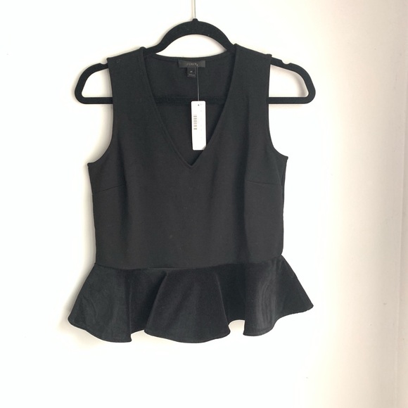 J. Crew-  Black Peplum Blouse - Size Extra Small - Picture 3 of 8